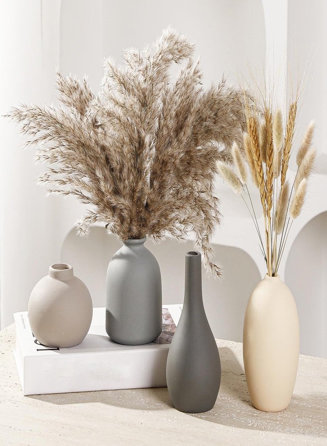 Tuioyoc Ceramic Vase Set of 4 Small Vases Home Decor Modern Rustic Farmhouse Pottery Decorative Flower Vases for Pampas Grass Dried Fresh Flowers, Living Room, Bedroom, Table Centerpiece, Mantel, Shelf - Image 1